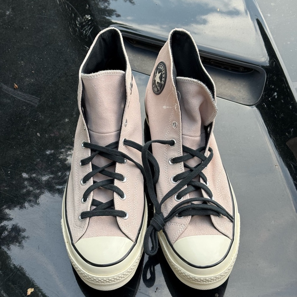Converse Black and Cream (or pink) Suede High-Top Sneakers Classic Style